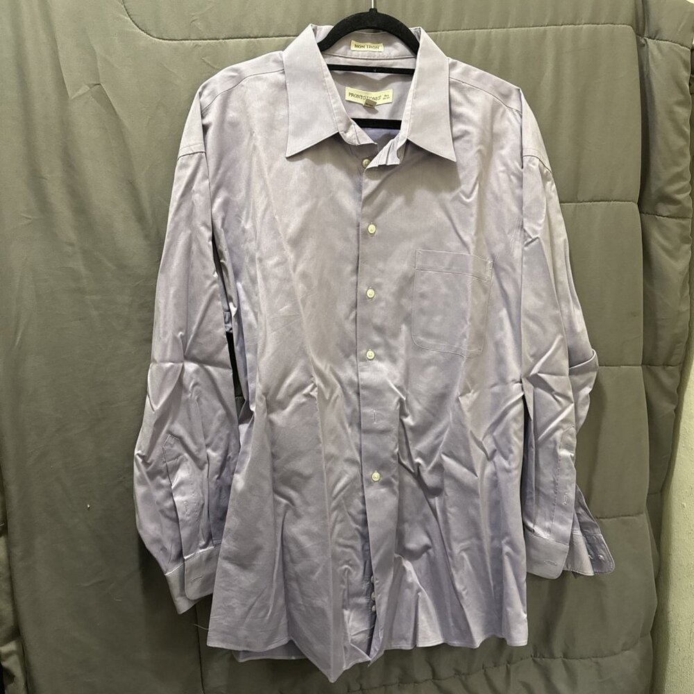 Pronto Uomo Mens Dress Shirt non-iron Button up Size 18.5 34/35 Purple